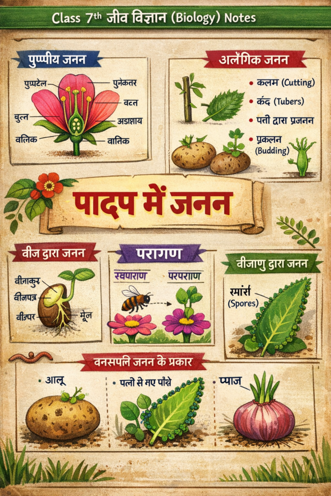 पादप में जनन Class 7th जीव विज्ञान (Biology) Notes