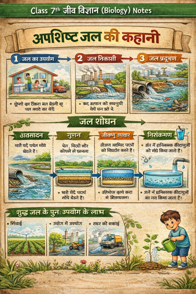 अपशिष्ट जल की कहानी Class 7th जीव विज्ञान (Biology) Notes