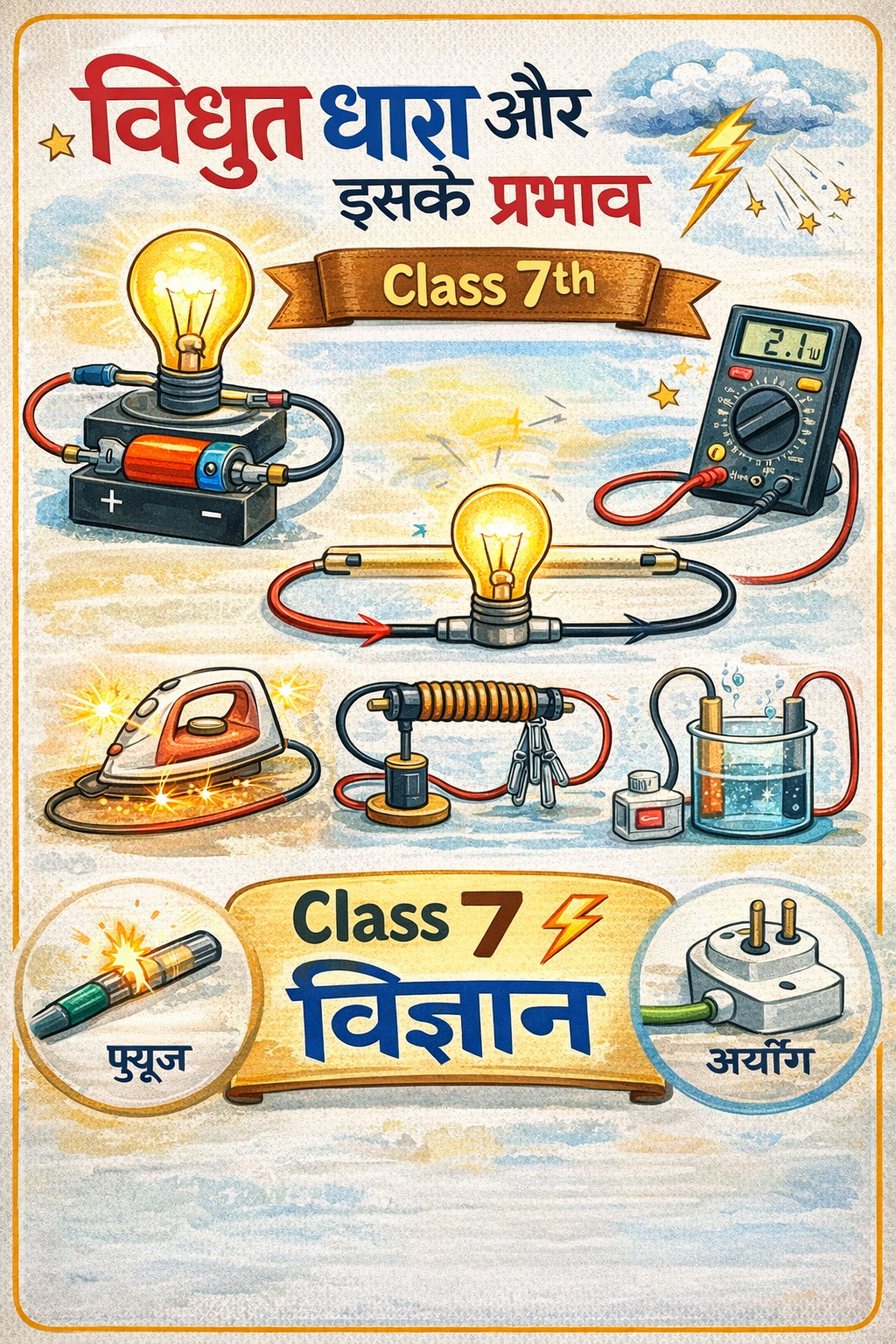 विधुत धारा और इसके प्रभाव Class 7th भौतिकी (Physics) Notes