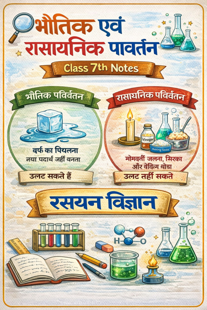 भौतिक एवं रासायनिक परिवर्तन Class 7th Notes रसायन विज्ञान