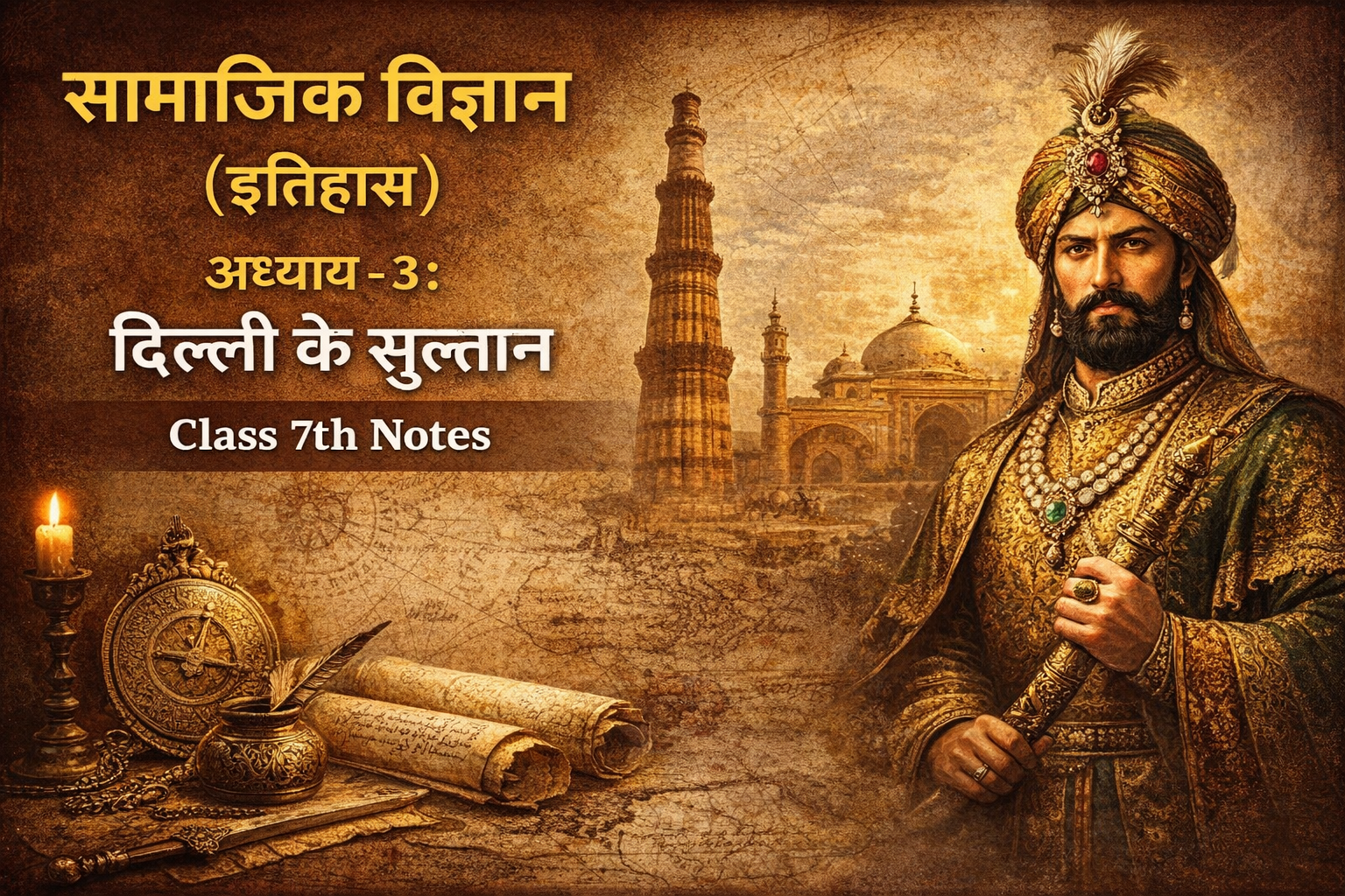 सामाजिक विज्ञान (इतिहास ) अध्याय - 3 : दिल्ली के सुल्तान Class 7th Notes