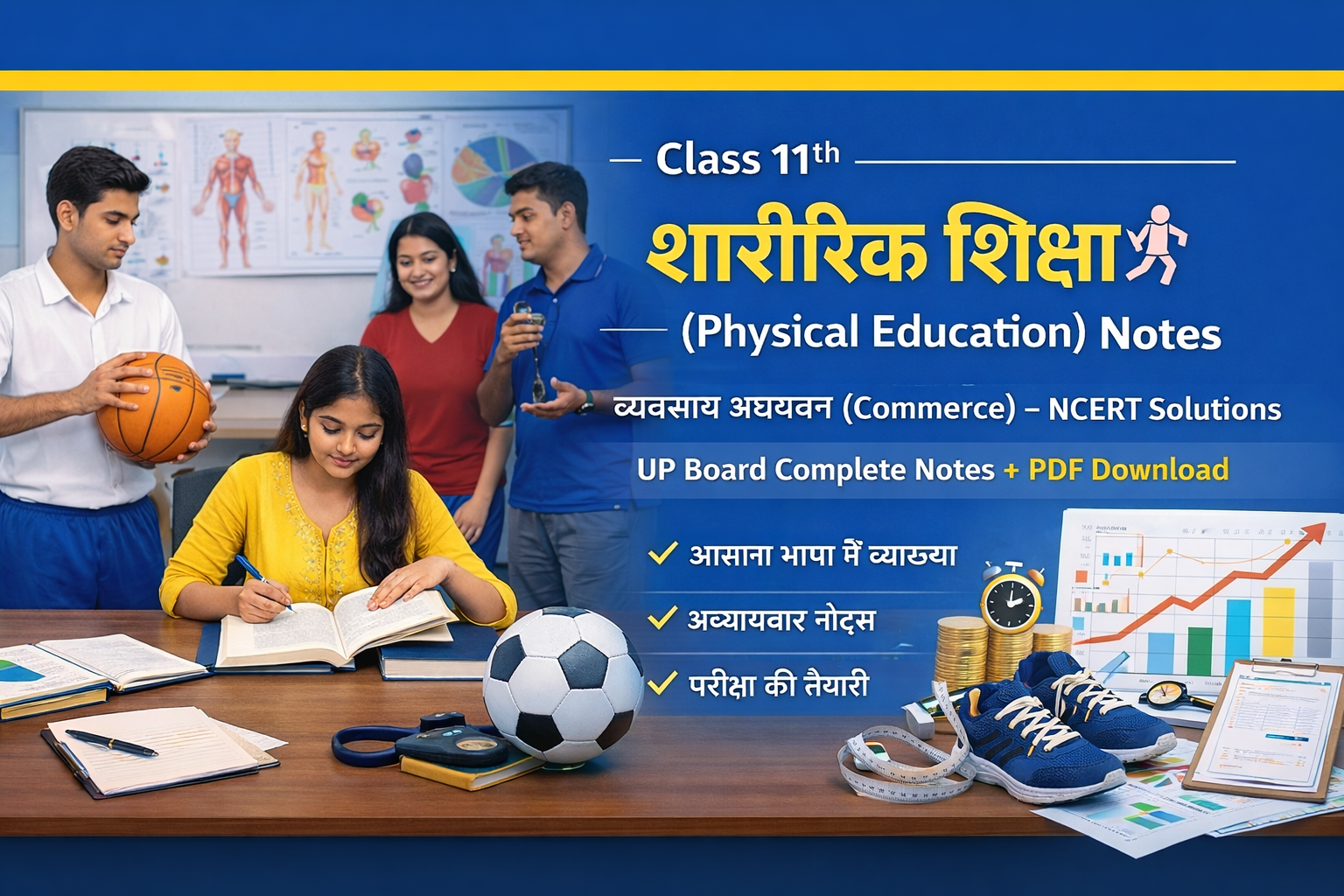 Class 11th शारीरिक शिक्षा (Physical Education) - (Commerce) Notes With NCERT Solutions UP Board | PDF