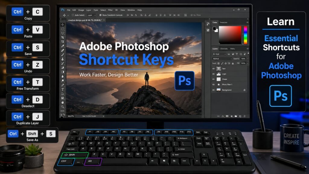 Adobe Photoshop Shortcut Keys – Complete Practical Guide