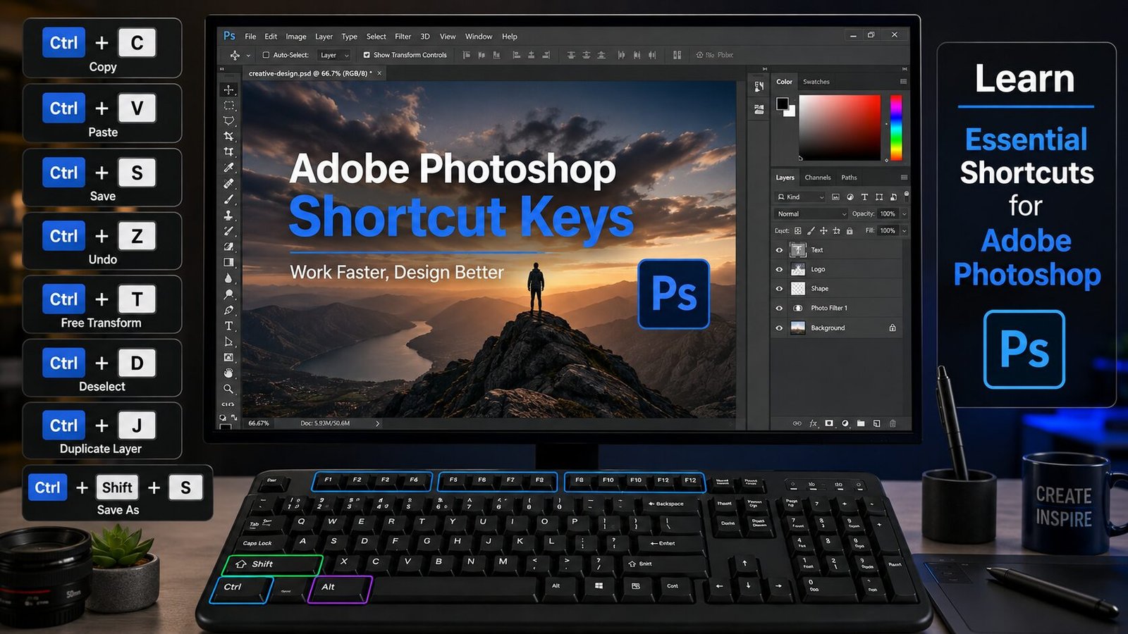 Adobe Photoshop Shortcut Keys – Complete Practical Guide