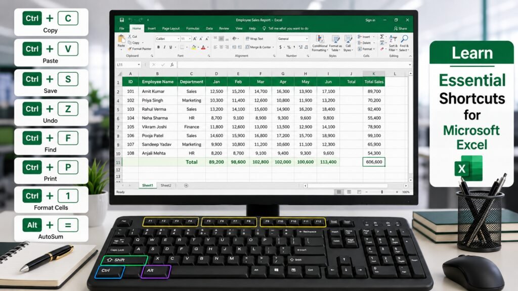 Microsoft Excel Shortcut Keys – Complete Practical Guide