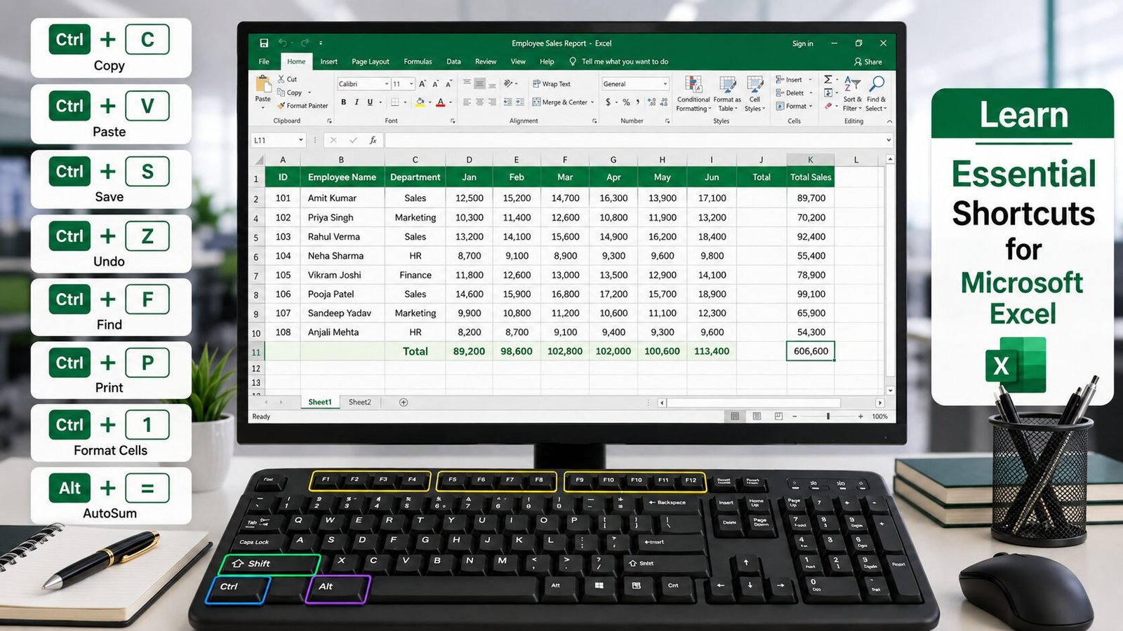 Microsoft Excel Shortcut Keys – Complete Practical Guide