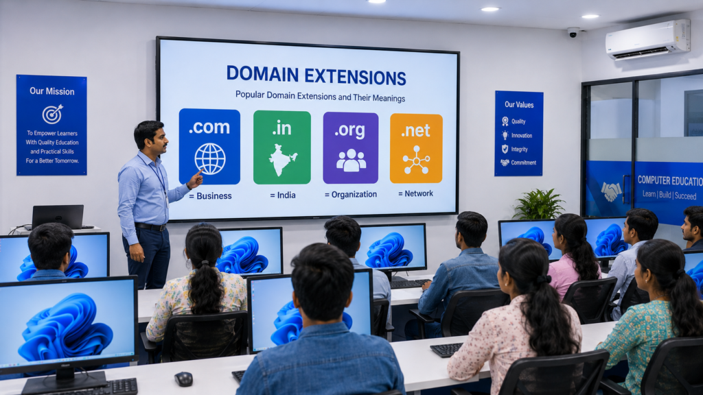 .com, .in, .org, .net आदि क्या हैं?